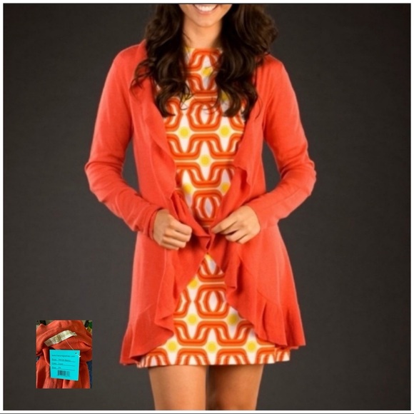 Tracy Negoshian NWT Coral Nancy Silk Cardigan - Picture 1 of 13